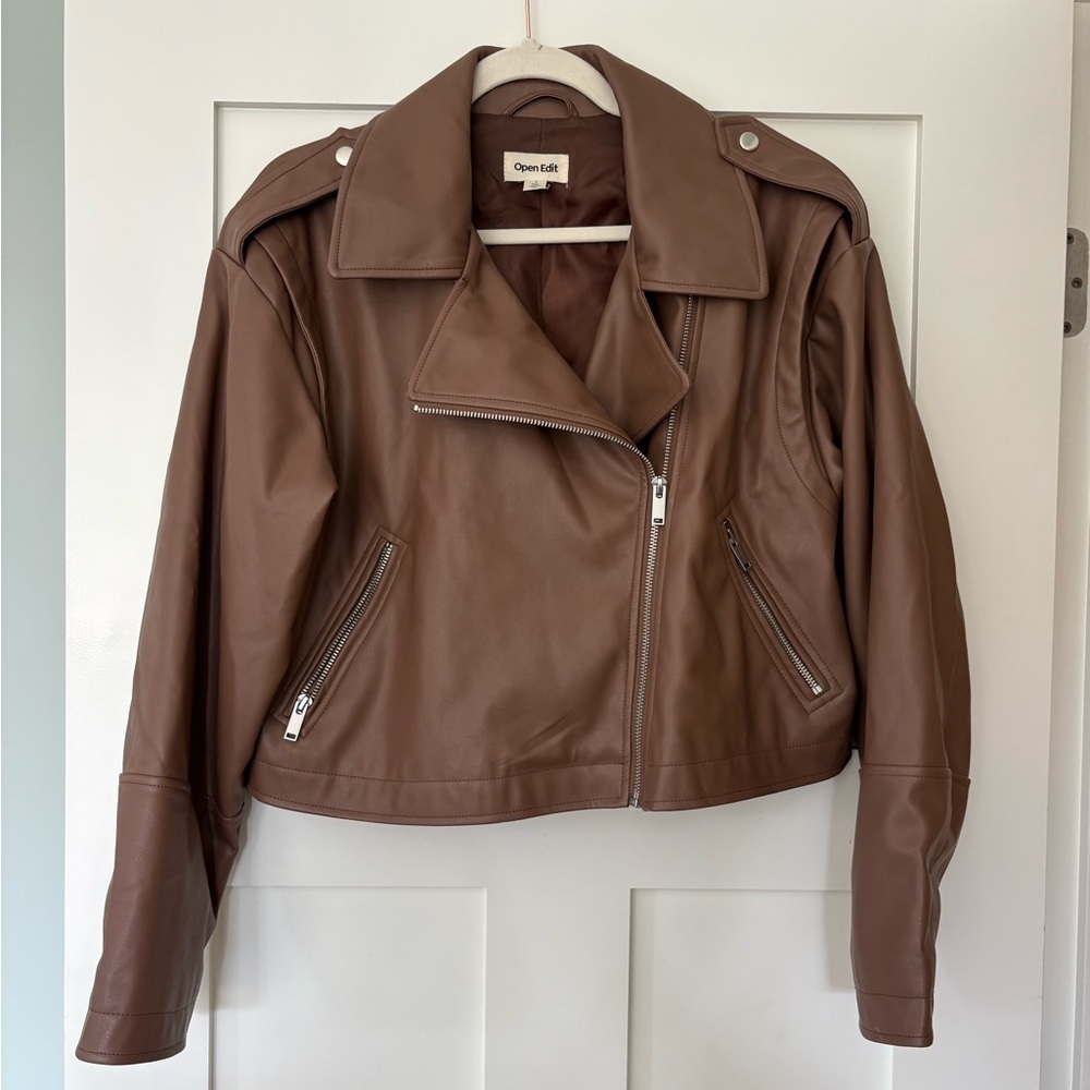 Open Edit Vegan Leather Jacket Sz SM - Picture 4 of 7